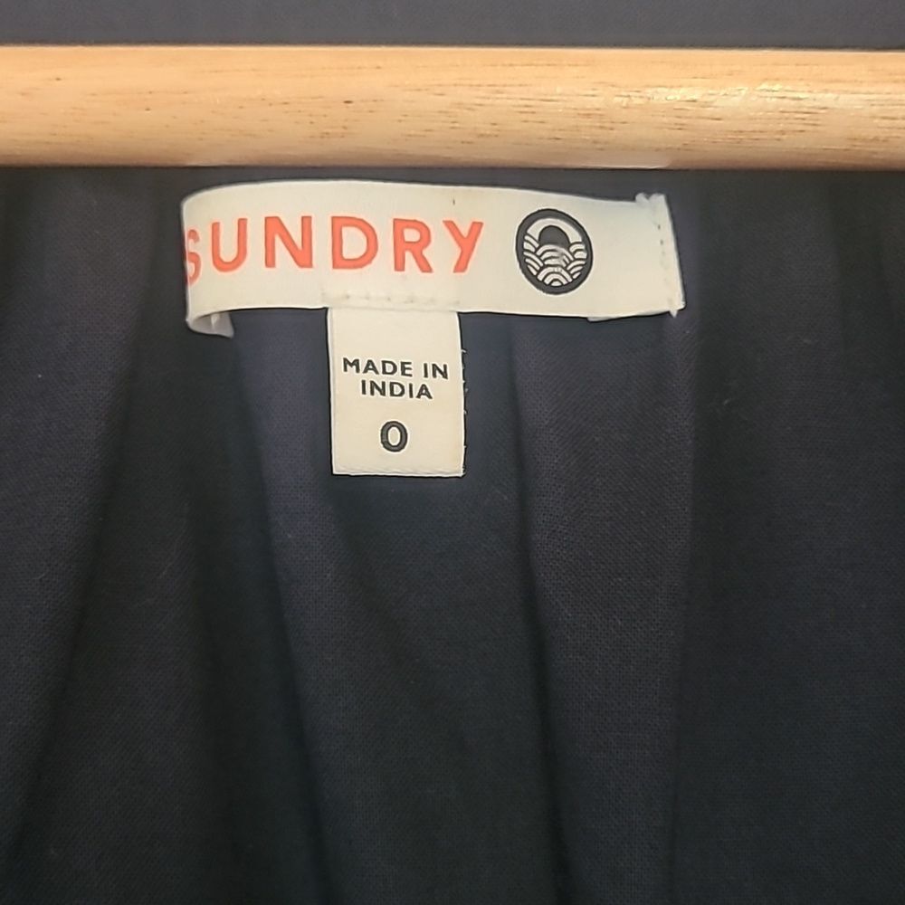 SUNDRY Tiered Midi Dress With Varsity Stripe In Blue Size 0 Or  XS - Picture 9 of 16